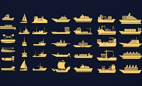 Ship Silhouette Boat Icon Speedboat Cruise Ship Passenger Ship Cargo Ship Sailing Marine Traffic 3d model