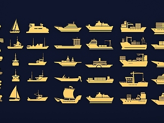 Ship Silhouette Boat Icon Speedboat Cruise Ship Passenger Ship Cargo Ship Sailing Marine Traffic 3d model