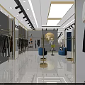 Fashion Clothing Store Interior With Glass Window Display Mannequins And Clothing Racks