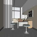 Hospital Outpatient Clinic Interior With Curtain Window Computer Desk Stools And Medical