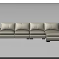 Modern Sectional Sofa In Light Beige Leather With Modular Design And Comfortable Seats 3d model