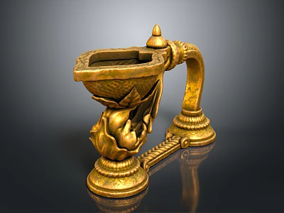 Classical Golden Carved Furniture Accent With Intricate Floral Motifs And Decorative Design 3d model