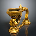 Classical Golden Carved Furniture Accent With Intricate Floral Motifs And Decorative Design