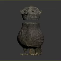 Owl Shaped Wine Bottle With Intricate Patterns And Claw Base Design 3d model