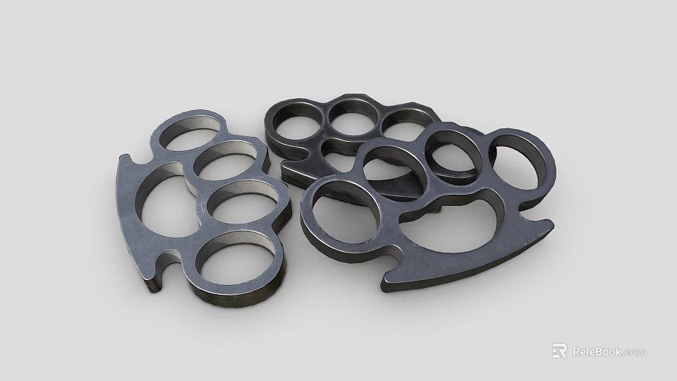 Tactical Metal Brass Knuckles Weapon With Multiple Finger Holes Pair 3d model 