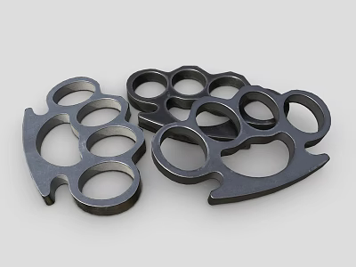 Tactical Metal Brass Knuckles Weapon With Multiple Finger Holes Pair 3d model