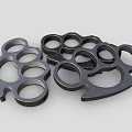 Tactical Metal Brass Knuckles Weapon With Multiple Finger Holes Pair 3d model
