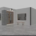 Modern Specialty Store With White Walls Wooden Elements Display Windows Bench And Recessed Lighting