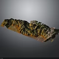 Detailed 3D Terrain Model With Mountainous Topographic Features And Elevation Details