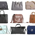 Various Style Fashion Bags With Different Colors Leather Fabric Chain Straps And Metal Details