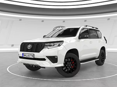 Toyota White SUV With Black Wheels Displayed In Modern Showroom Interior 3d model
