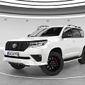 Toyota White SUV With Black Wheels Displayed In Modern Showroom Interior