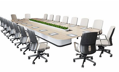 Modern Conference Table and Chair Conference Table and Chair Combination 3d model