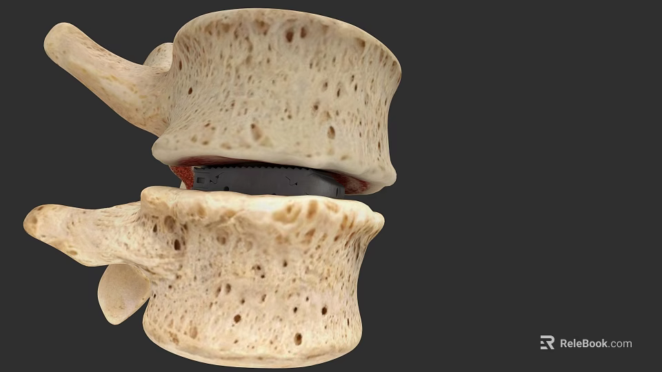 Medical Device Implant Between Lumbar Vertebrae for Orthopedic Spinal Fusion 3d model 