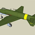 Green Fighter Jet With Propeller Landing Gear And Cockpit