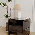 Modern table lamp table lamp side a few green plants 3d model