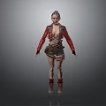 3D fantasy woman with silver gray hair red leather jacket patterned bodysuit utility belt boots