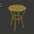 Modern Round Glass Top Stool With Brass Metal Legs And Ring Design