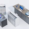 Smart Machines Self Service Terminals Featuring Touch Screens Digital Displays And Multiple Counters 3d model