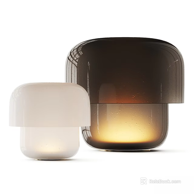 Two Modern Table Lamps With White And Brown Gradient Shades And Soft Lighting 3d model