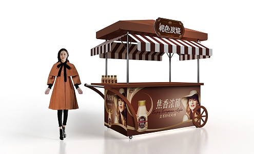 Yili charcoal roasted yogurt gourmet car promotion table 3d model