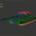 Green Military Tank Vehicle With Long Cannon And Heavy Tracks Design