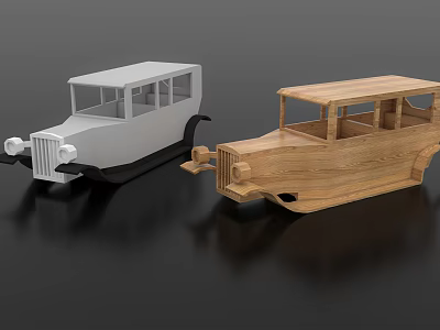 White and Wooden Block Cars Model with Classic Detailed Design 3d model White and Wooden Block Cars Model with Classic Detailed Design 3d model