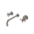 Stainless Steel Two Handle Wall Mounted Kitchen Faucet With Modern Design
