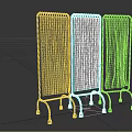 Three Panel Mobile Green Room Dividers With Metal Frame And Rolling Casters 3d model