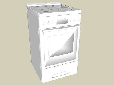 Modern White Electric Kitchen Stove With Oven And Control Panel Design 3d model