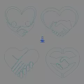 Golden Heart Shaped Handshake Icon Set With Various Design Elements 3d model