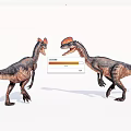 Reptile Dinosaurs With Crested Heads Standing In Upright Posture Facing Each Other