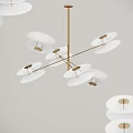 Modern Chandelier With Multiple White Disc Shades And Metal Frame For Interior Decor