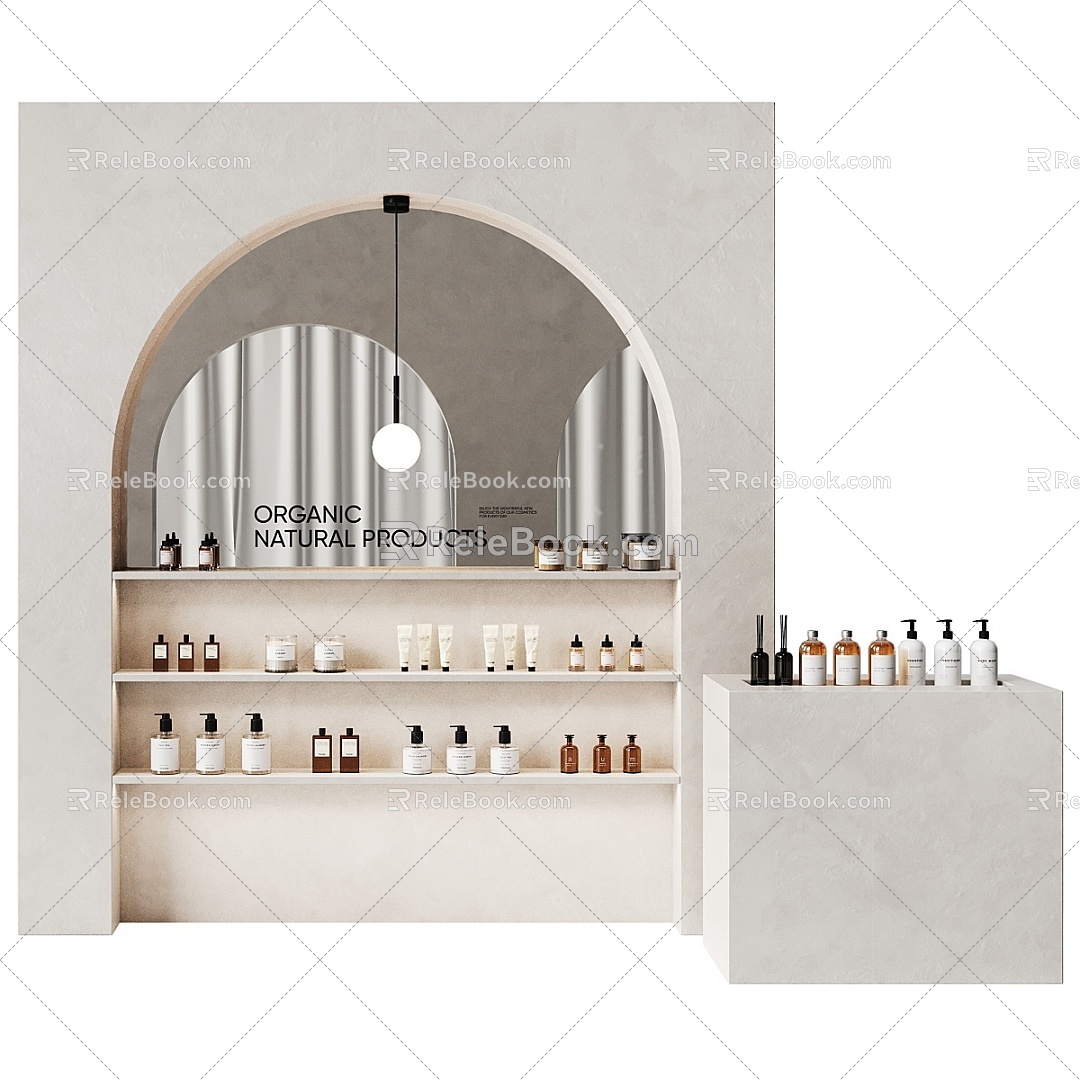 Modern Cosmetics Counter Showcase Shelf Cosmetics Skincare Products 3d model