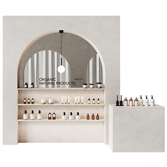 Modern Cosmetics Counter Showcase Shelf Cosmetics Skincare Products 3d model