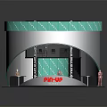 Indoor Exhibition Interior With Circular Structure Teal Band And POLAR Logo