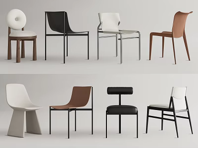 Modern Minimalist Dining Chairs With Various Styles And White Black Brown Colors 3d model
