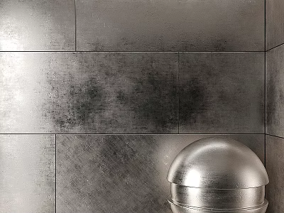 Silver Metallic Wall Panels With Textured Surface And Hemispherical Component 3d model