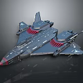 Futuristic Sci Fi Spaceship 3D Model With Gray Red Details And Detailed Structure 3d model