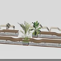 Modern Curved Leisure Chairs With Wooden Frame And Plant Decorations For Indoor Living