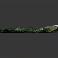 Garden Landscape 3D Terrain Model Displaying Green Mountains Blue Lake and Natural Vegetation