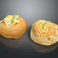 Freshly Baked Bread Loaves With Green Herbs And Cheese Toppings Golden Crust
