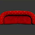 Elegant Red Single Sofa with White Polka Dots Curved Design Velvet Fabric