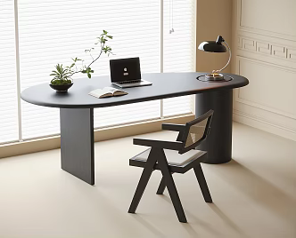 Modern Desk and Chair Desk Chair Lamp 3d model