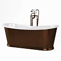 Elegant Freestanding Bathtub With Brown Exterior White Interior And Vintage Faucet
