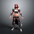 3D Rendered Fantasy Female Warrior With Red Hair And Armor Details