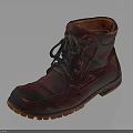 Red Leather Lace Up Boots With Orange Sole And Vintage Fashion Design