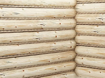 Rustic Log Wall Building Components With Natural Stacked Timber Design 3d model