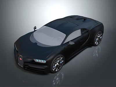 Black Bugatti Sports Car With Sleek Design And Glossy Exterior Finish 3d model