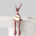 Brown Rabbit Shaped Decorative Lamp Sitting On White Marble Table With Round Light 3d model